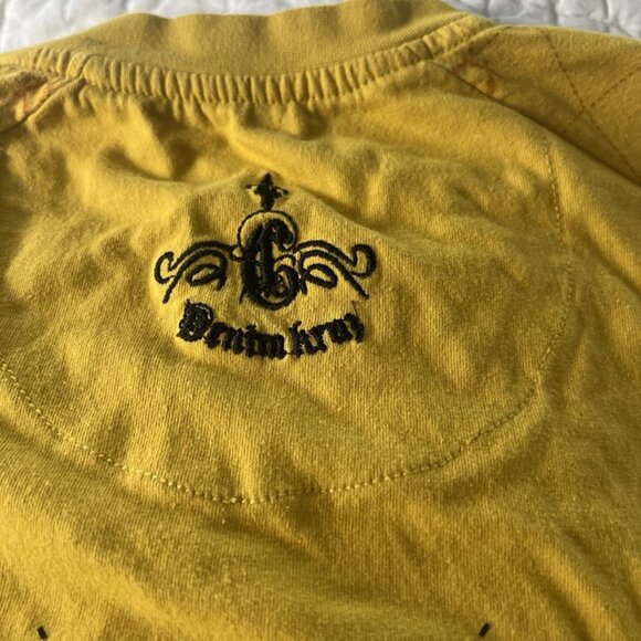 Denim Kruz Yellow Argyle Graphic T-shirt Crest Patch Retro Preppy Baggy Men’s 4X - Picture 12 of 12